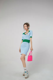 Gingham Knit Mini Skirt