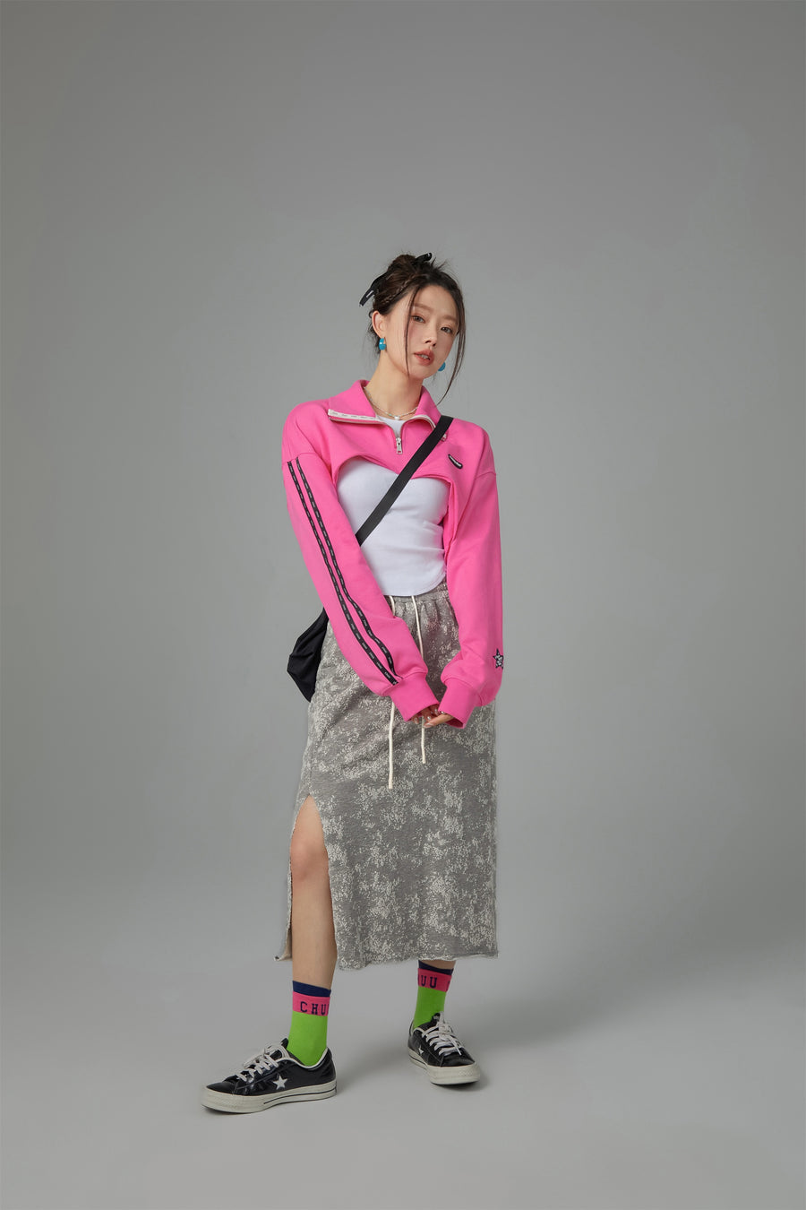 CHUU With A Smile Printed Knit Long Skirt