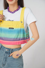 Rainbow Cropped Overall Top