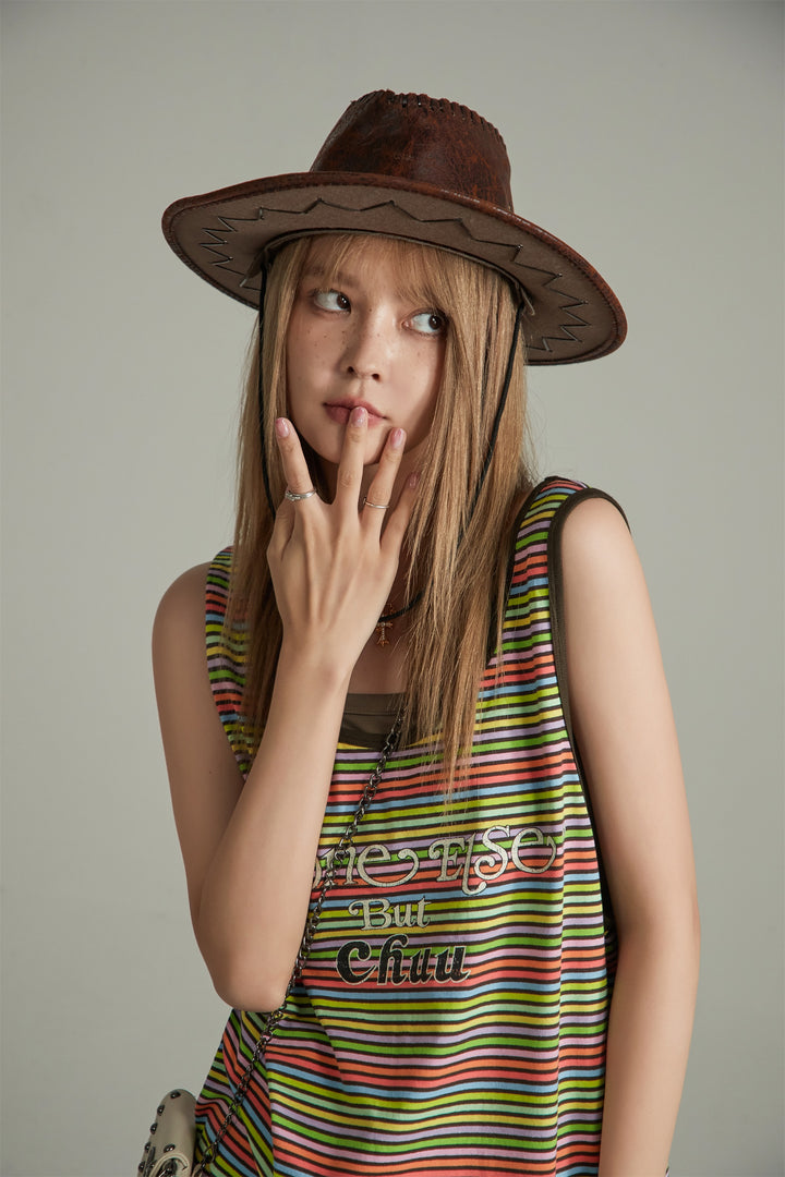 Rainbow Stripe Sleeveless T-Shirt