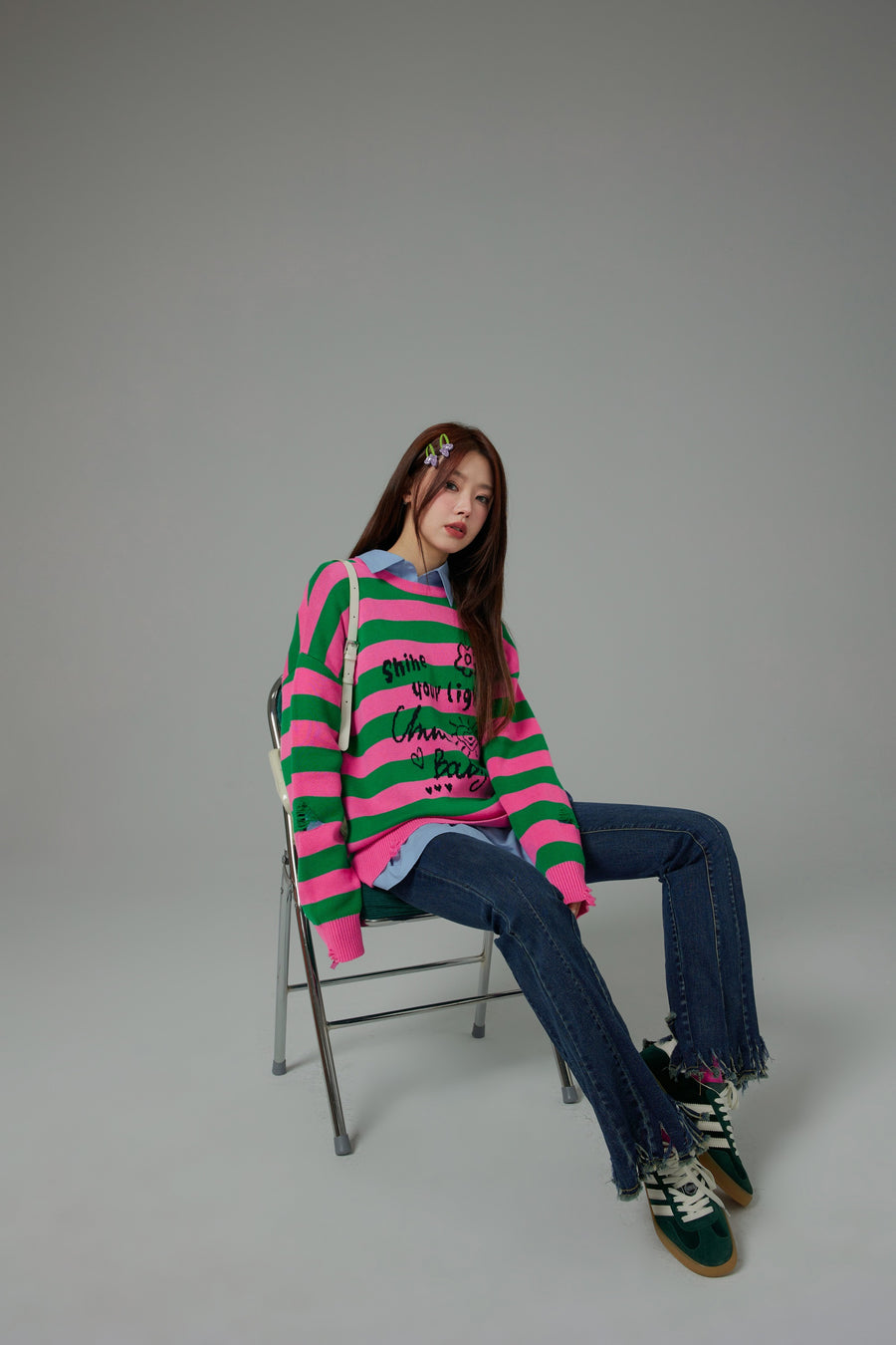 CHUU Shine Your Light Stripe Knit Sweater