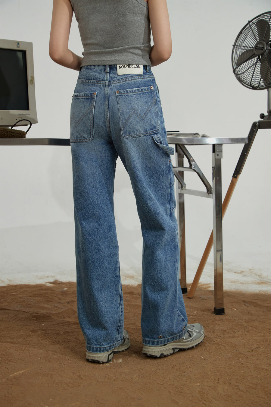 CHUU Straight Washed Denim Pants