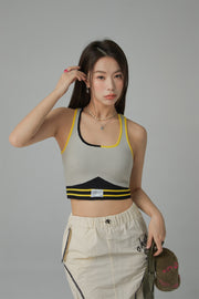 Color Contrast Sleeveless Crop Top