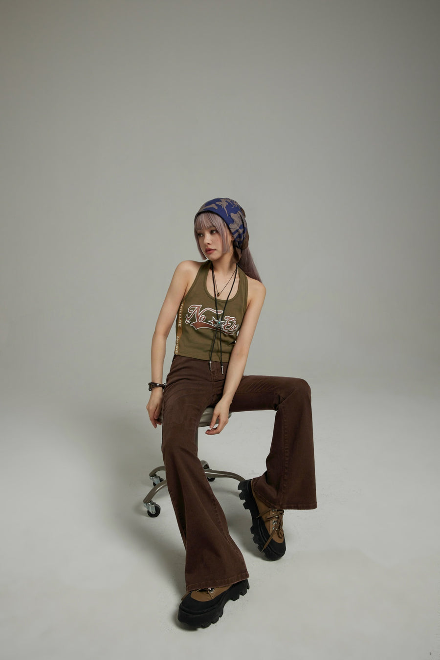 CHUU Vintage Halter Noe Logo Top