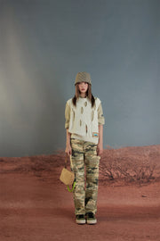 Camouflage High Waist Straight Pants