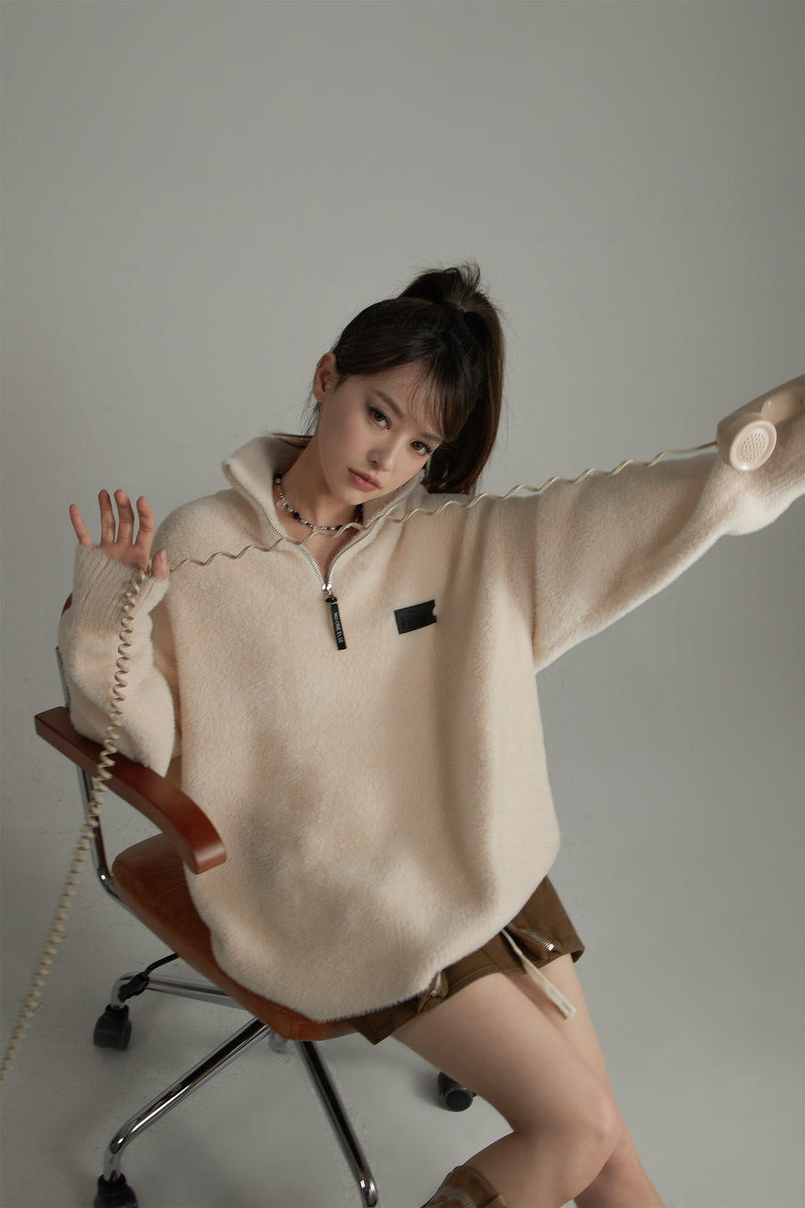 CHUU Half Zip Up Soft Fleece Sweater