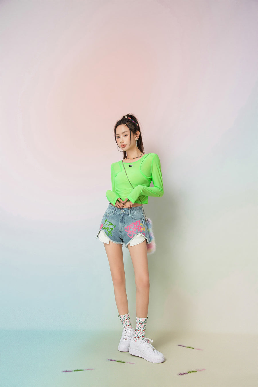 CHUU Time To Face Reality Denim Shorts