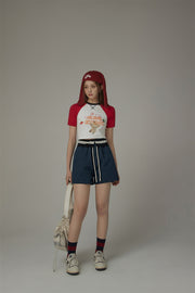 Chuu Circus Contrast Raglan Cropped T-Shirt