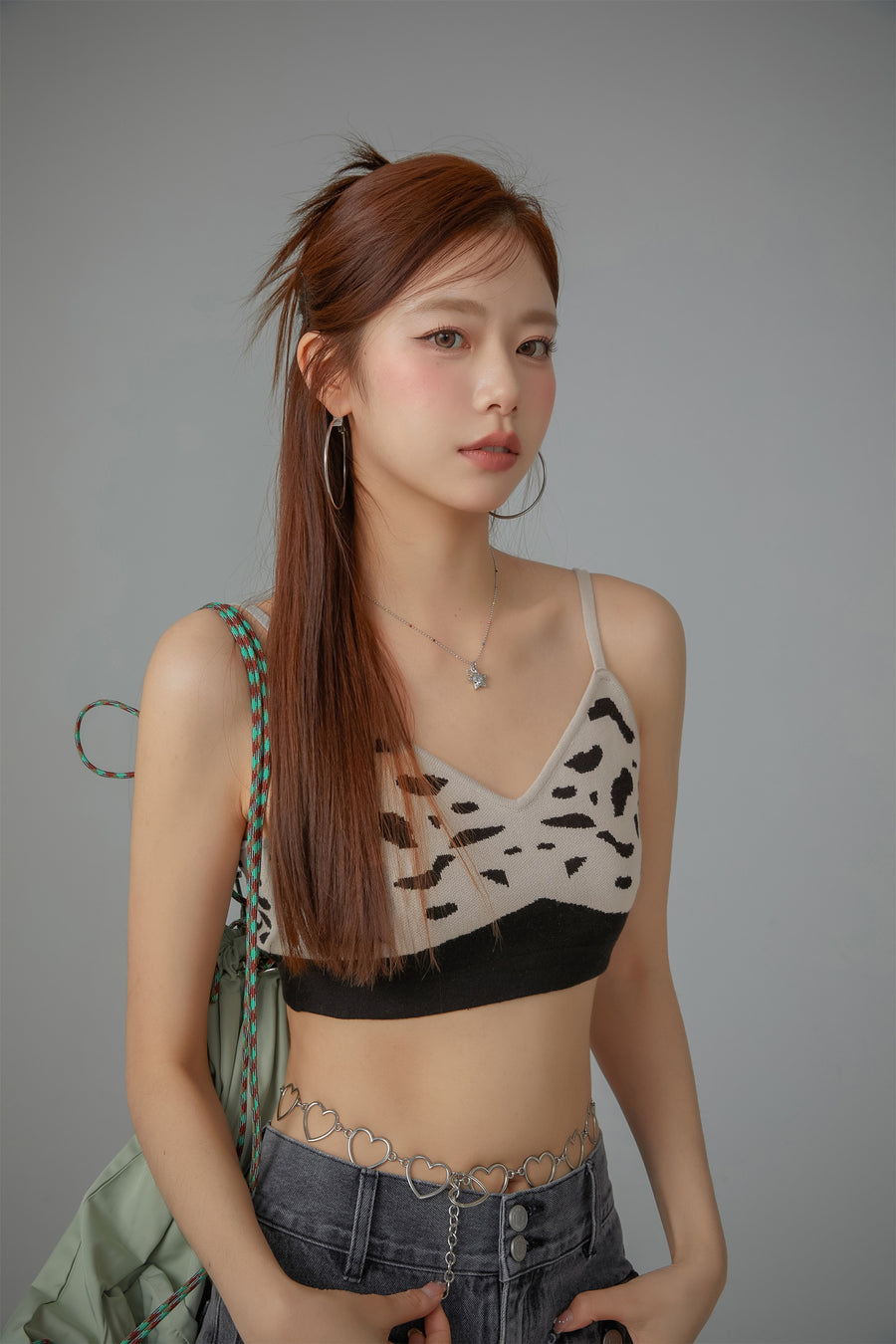 CHUU Printed Sleeveless Knit Bralette Top