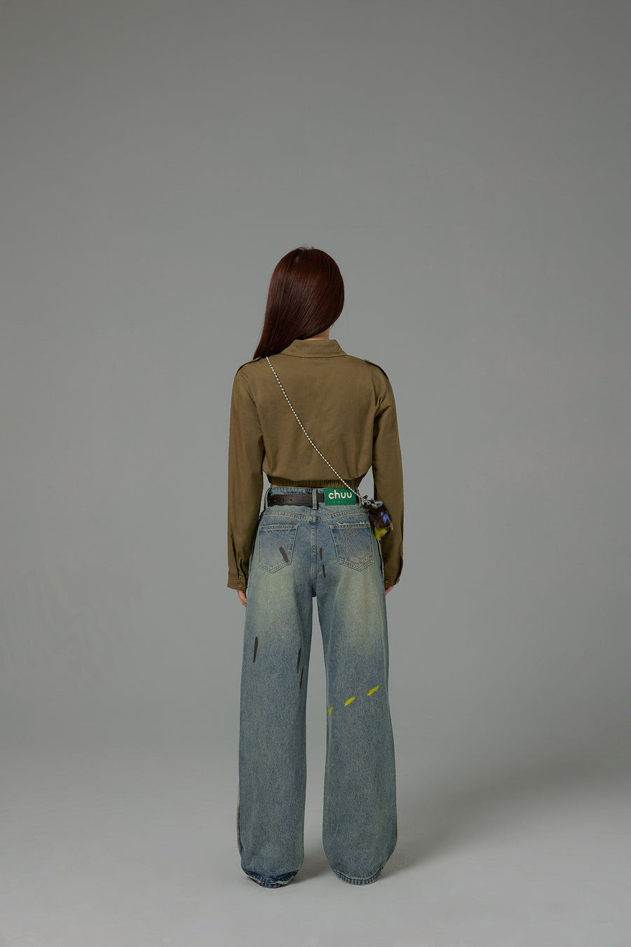 CHUU Paint Streaks Straight Wide Denim Pants