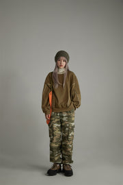 Camo Cargo Wide Cotton Pants