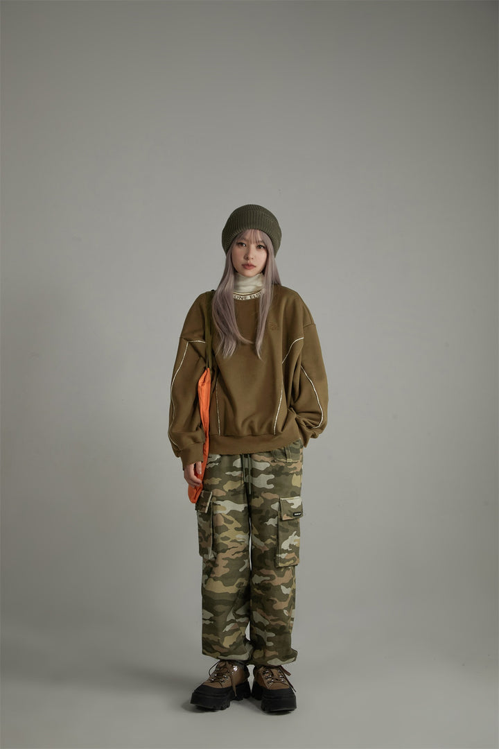 Camo Cargo Wide Cotton Pants