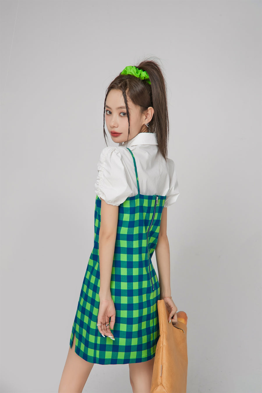 CHUU Check Sleeveless Mini Dress