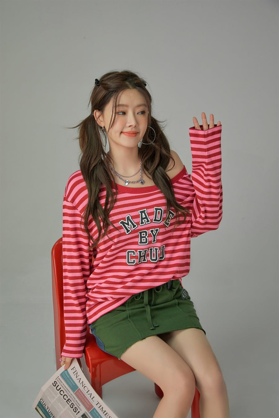 CHUU Cheerful Striped Long Sleeve T-Shirt