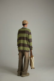 Green Striped Knit Sweatshirt