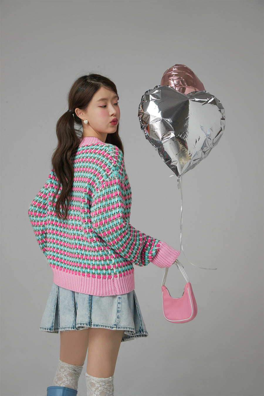 CHUU The Kiss Crochet Loose Fit Knit Sweater