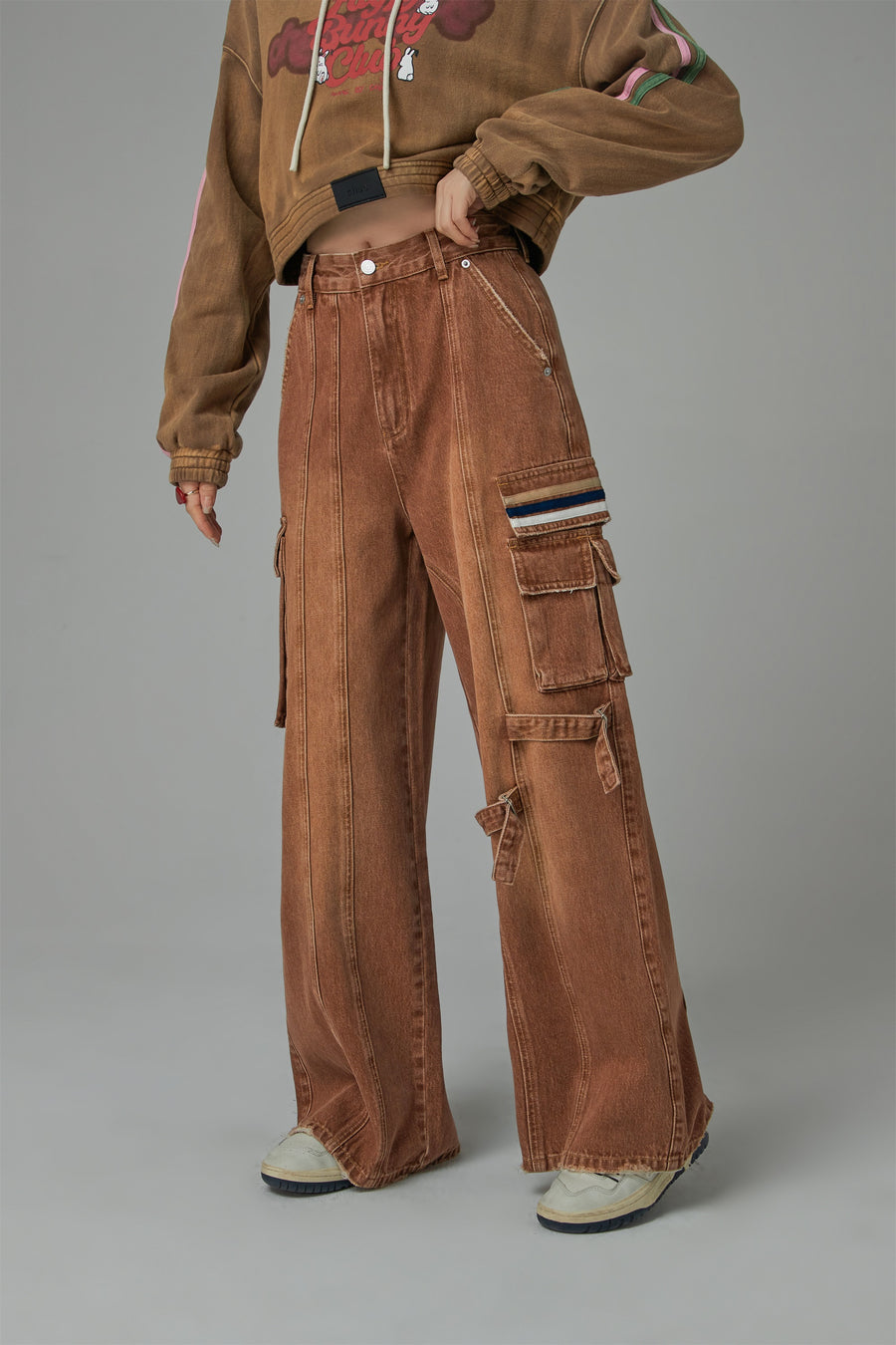 CHUU Downside Wide Denim Cargo Pants