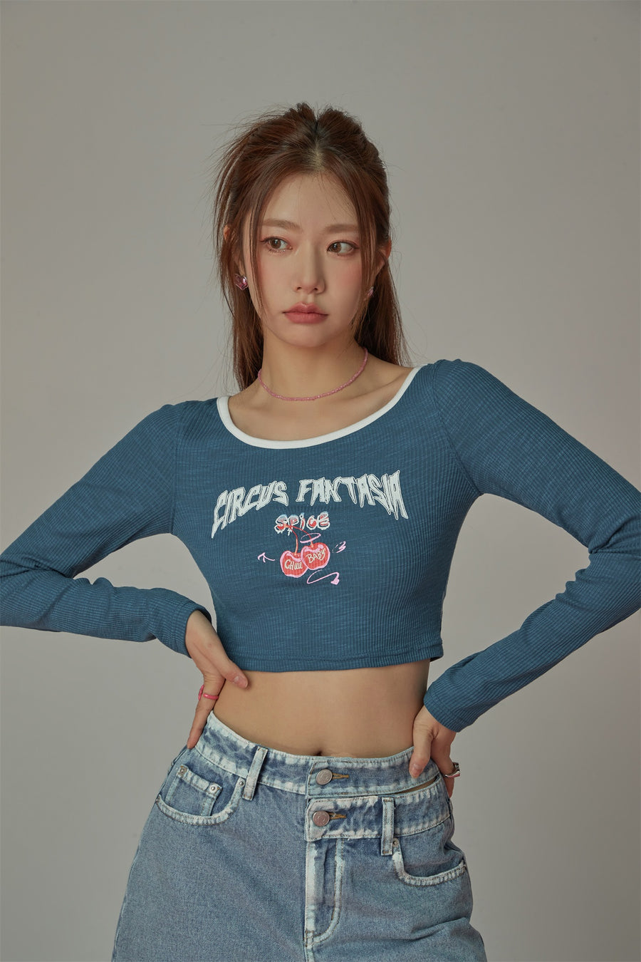 CHUU Circus Line Color Cropped T-Shirt