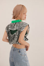 Zebra Loosefit Crop Sleeveless Top