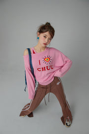 I Love Chuu Off Shoulder Knit Sweater