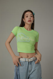 Chuu Babe Color Line Short Sleeve Crop T-Shirt