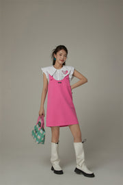 Big Collar Color Sleeveless Shirt