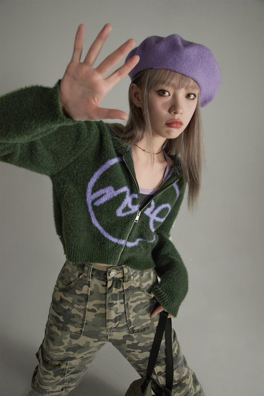 CHUU Lettering Knit Hoodie