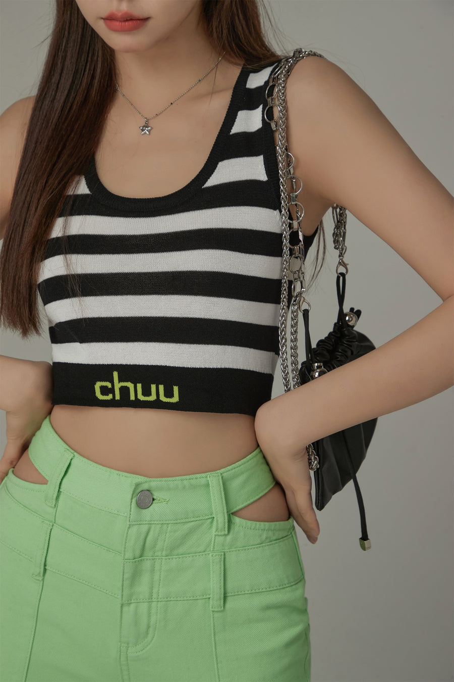 CHUU Striped Crop Top