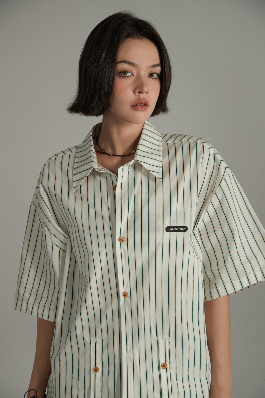 CHUU Striped Loose-Fit Button Up Shirt