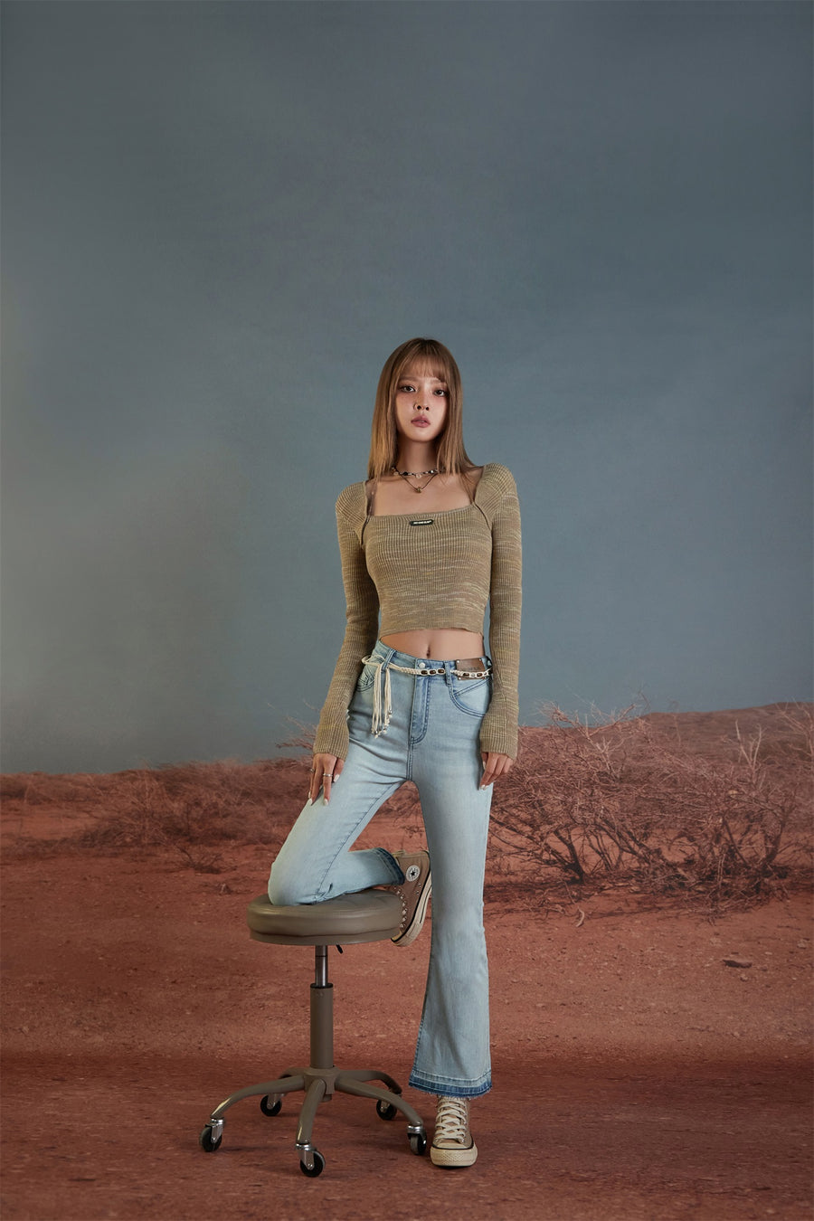 CHUU Not Your Average Bootcut Slit Denim Jeans