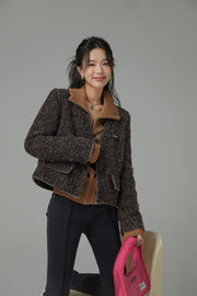 On The Moon Collarless Tweed Jacket