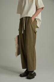 Cotton Ankle Cropped Wide Pants