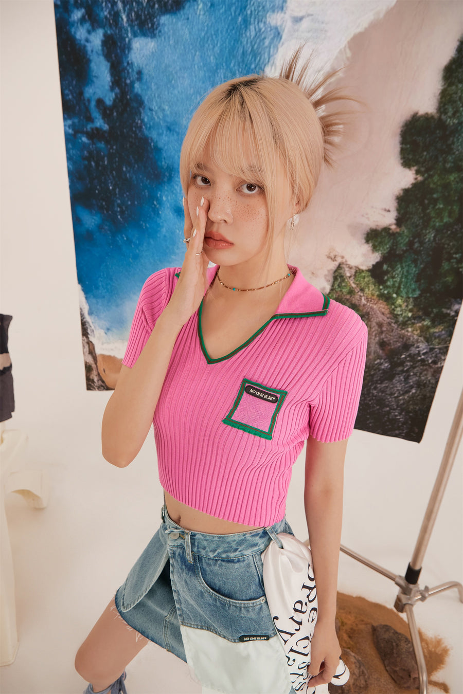 CHUU V-Neck Pocket Knit Top