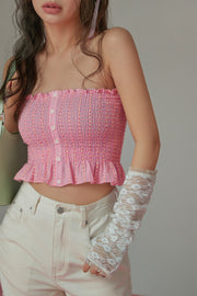 Heart Ruffle Button Tube Top