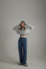 Side Strap Straight Wide Pants