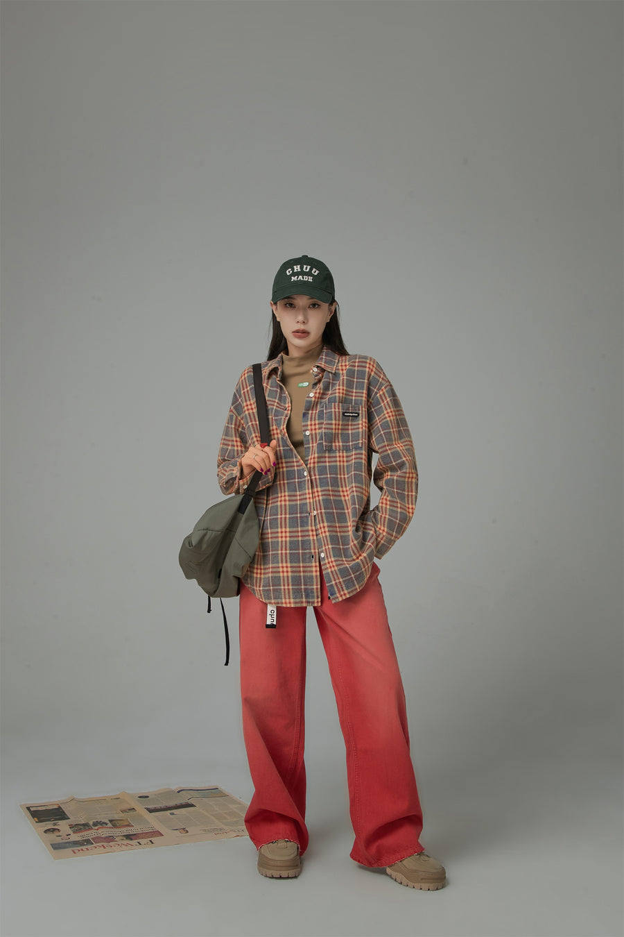 CHUU Vintage Check Loose Shirt