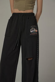 String Wide Slit Pants