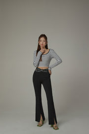 Slit Bootcut Crisscross Band Pants