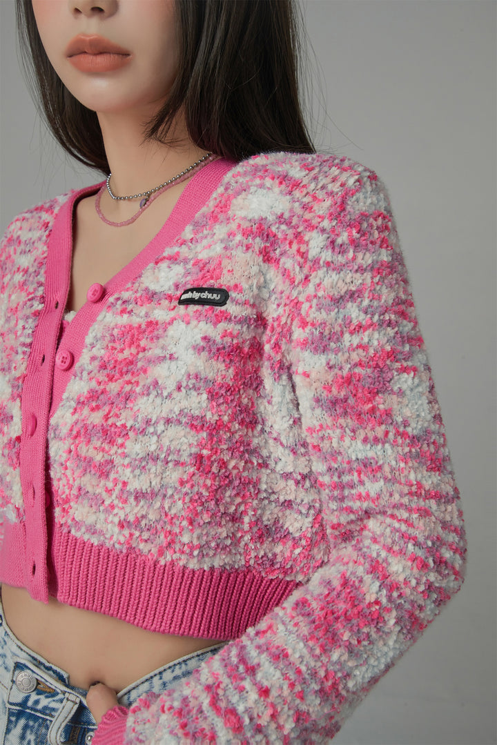 Soft Fleece Crop Knit Button Cardigan