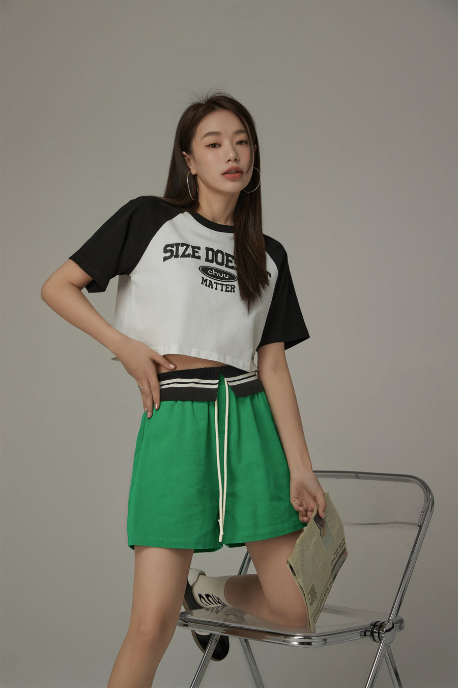 CHUU Size Doesnt Matter Raglan Cropped T-Shirt