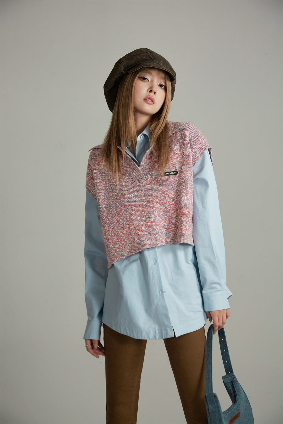 CHUU Colorful Loose Fit Collar Sweater Vest