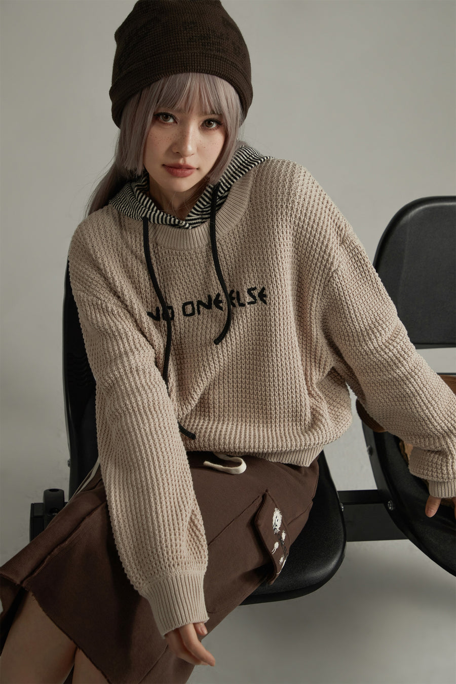 CHUU Noe Waffle Loose Fit Knit Sweater