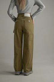 Simple High-Waisted Straight Khaki Pants