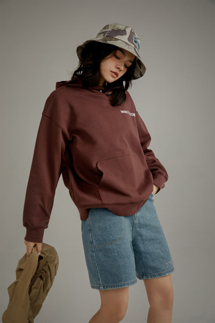 Colored Loose Fit Button Hoodie