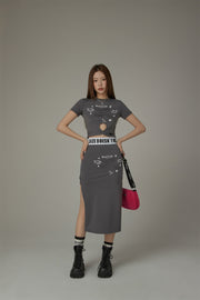 Printed Cropped Short Sleeve T-Shirt