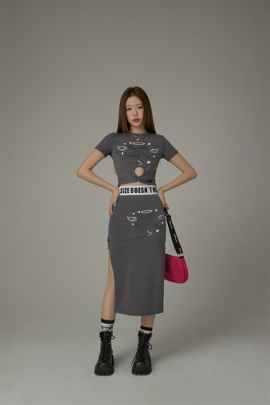 CHUU Printed Cropped Short Sleeve T-Shirt