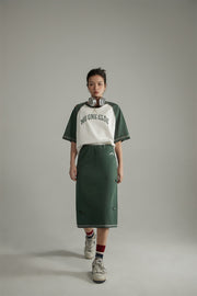 Banded Vintage Slit Long Skirt