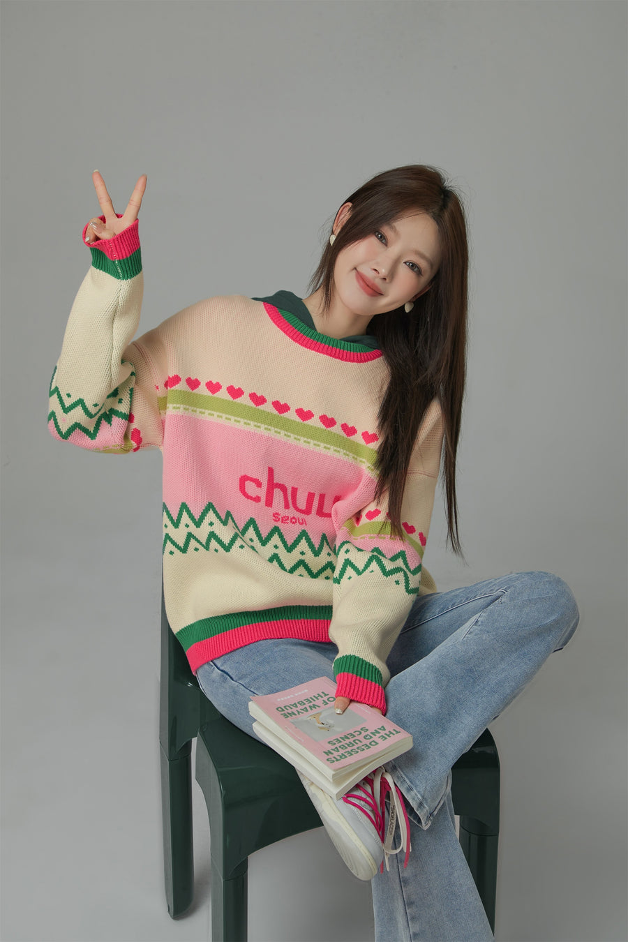 CHUU Feeling Festive Stripe Knit Sweater