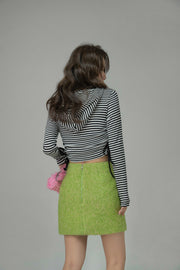 High-Waist Tweed Mini Skirt