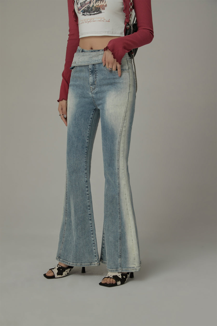 CHUU Washed Bootcut Denim Jeans